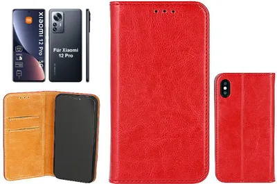 Produktbild von OLLI BookCase - für Xiaomi 12 Pro - REAL LEATHER red aus handgefertigtem Echtleder
