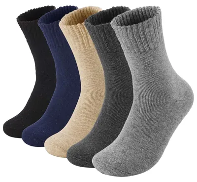 Image de Chaussettes thermiques épaisses pour hommes - 5 paires - Taille EU 39-45