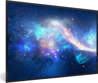Produktbild von MuchoWow® Gerahmtes Poster Universum - Blau - Sterne 60x40 cm - Poster mit Schwarzem Bilderrahmen Wandposter Rahmen Foto Bilder - Printing - Wanddeko Schlafzimmer