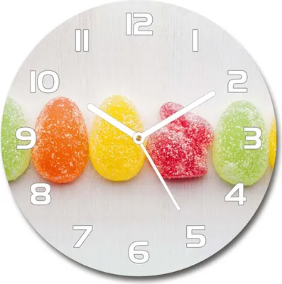 Produktbild von Wanduhr aus Glas 30fi Glasbild Glasuhr Gehärtetes Glas - weisse-zeiger - Colored jelly beans