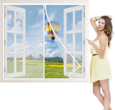 Productafbeelding van Magnetische Hordeur Wit 85x85 cm - Insectenhor voor Openslaande Deur en Schuifpui