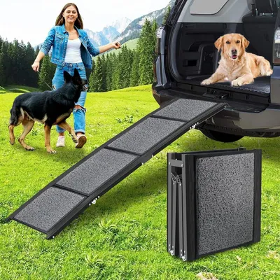 Immagine prodotto di Rampa pieghevole per animali domestici - Accesso sicuro - Superficie antiscivolo - 160 x 44 cm - Colore: nero