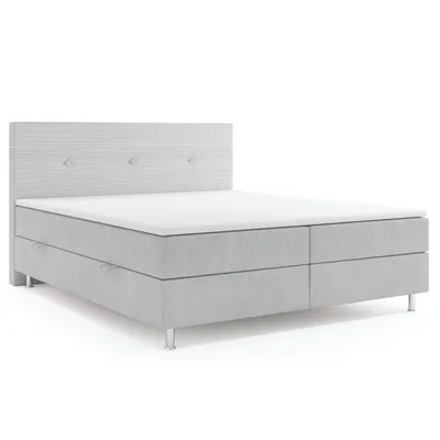 Produktbild von Boxspringbett RIO mit Bettkasten 180 x 200 cm Webstoff Grau Bett Bettkasten Topper