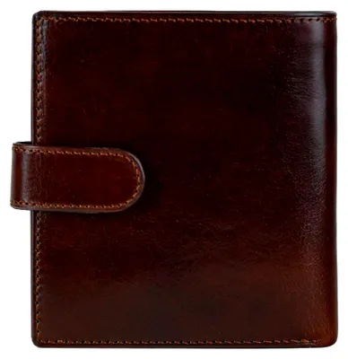Produktbild von Herren-Geldbörse aus Leder – minimalistisches Brieftaschen-Design mit Kreditkartenhalter, magnetischem Münzhalter, Bargeldfächern – gesichert durch einen Metall-Druckknopfverschluss