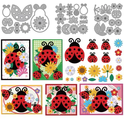 Productafbeelding van Metaalstansen - Marietjes, bloemen en bladeren - Knutselaccessoires voor papierdecoratie