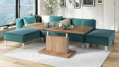 Produktbild von Design Couchtisch Tisch Aston stufenlos höhenverstellbar ausziehbar 120 bis 200cm Esstisch