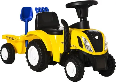 Produktbild von Kinder Rutschauto Mit Anhänger Kinderauto Tettraktor Kinderfahrzeug Rutscherfahrzeug Mit Hupe Für 2-Jährige Kinder Kunststoff Metall Gelb
