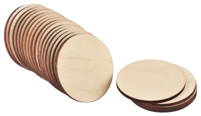 Image de 26 rondelles en bois, diamètre 15 cm, épaisseur 6 mm - Contreplaqué brut pour travaux de bricolage