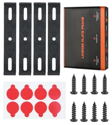 Immagine prodotto di Portatarga senza cornice, invisibile, set di 4 pezzi per 2 targhe, resistente agli agenti atmosferici, compatibile con le normative europee, 110 mm