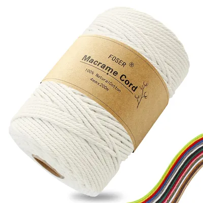 Makramee-Garn 4 mm × 200 m, Naturfarben, Handarbeitskordel