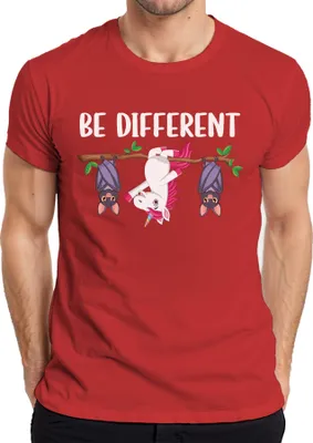 Zdjęcie produktu dla Unicorn Bat Be Different Autism Statement Saying Śmieszna koszulka męska, czerwony, XL