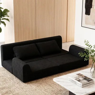 Image de Canapé-lit pliant - Fauteuil simple avec mousse à mémoire de forme, noir - Peu encombrant - Polyvalent