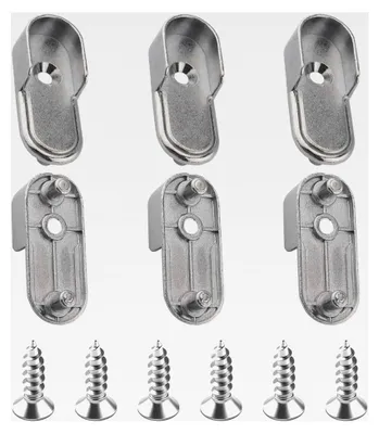 Produktbild von 6 Stück Kleiderstangenhalterung, 15mm Halterungen mit Schrauben für Schrankrohre