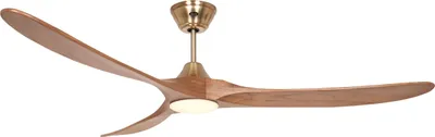 Produktbild von Deckenventilator CasaFan 318065 ECO GENUINO-L mit Licht 180cm Eiche Flügel halb Motor gebürstetem Messing Motor