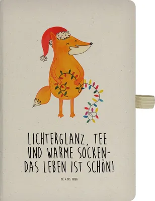 Produktbild von Mr. & Mrs. Panda notizbuch Fuchs Weihnachten - Transparent - Geschenk, Nikolaus, Weihnachtszeit, Weihnachtsmann, Skizzenbuch A5, Heiligabend, Reisetagebuch, Journal