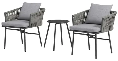 Produktbild von Outsunny 3-tlg. Rattan Bistroset, Sitzgruppe, mit 2 Gartensesseln, Couchtisch