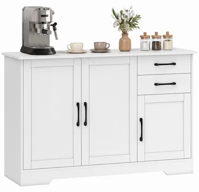 Produktbild von HOMCOM Sideboard mit Soft-Close-Türen, Aufbewahrungsschrank, Weiß