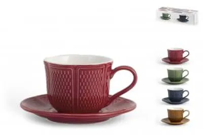 Immagine prodotto di H&H Set 4 Tazze Tè Con Piattino Colori Assortiti Cc 250