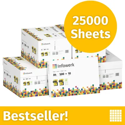 Productafbeelding van NIEUW: Infowerk Printerpapier Kopieerpapier 25000 Vel 50 x 500 A4 Premium Extra Wit CIE 160 Testwinnaar PEFC-gecertificeerd