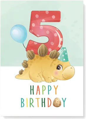 Produktbild von Friendly Fox Geburtstagskarte für Kinder, 5. Geburtstag, Dino Glückwunschkarte zum Kinder Geburtstag, A5 Happy Birthday Karte mit Umschlag