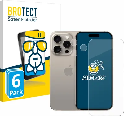 Produktbild von 6x BROTECT Schutzglas für Apple iPhone 15 Pro (Display+Kamera) Schutzfolie Panzer Folie Glas Display Schutz klar