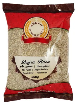 Zdjęcie produktu dla Kaszka z prosa perłowego Annam Bajra Rava 500g - bezglutenowa do upmy