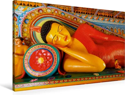 Produktbild von Calvendo  Textil-Leinwand 90 cm x 60 cm quer Schlafender Buddha, Isurumuni Viharaya, Anuradhapura, Benninghofen Jens; 7450797