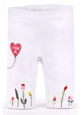 Produktbild von BONDI Baby Mädchen Capri Hose Leggings "Blümchen" 86767 | Weiß Größe: 80