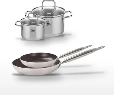 Image de Lot de Poêles 24/28 cm avec revêtement céramique sans  et Faitouts 12/16 cm Elo Bistro Line Citrin