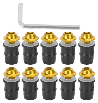 Image de Lot de 10 vis universelles M5 x 16 mm (0,6 pouce) pour pare-brise de moto, avec clé, couleur dorée
