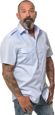 Produktbild von ROCK-IT Apparel Herren Kurzarm Hemd - 100% Baumwolle - Urban Style 3X-Large Hellblau