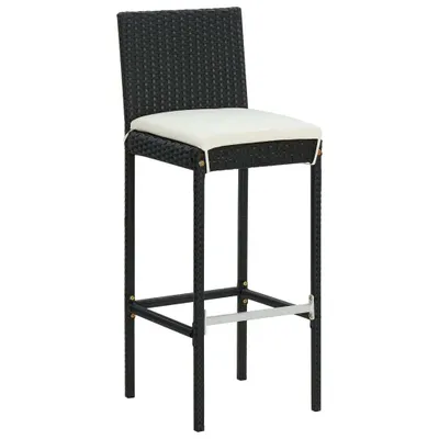 Image de vidaXL Tabouret de bar avec coussin 6 pcs. noir poly rotin