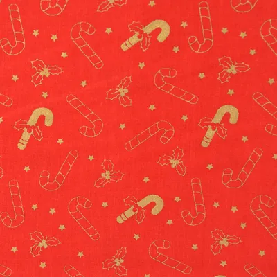 Produktbild von Baumwollstoff Meterware Popeline Weihnachten rot gold 1,50m