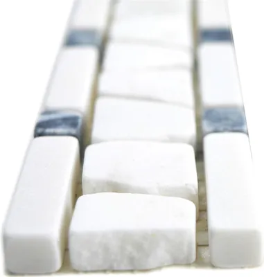 Produktbild von Naturstein Fliesenbordüre Vimeiro Weiß Schwarz