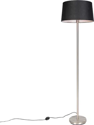 Produktbild von Moderne Stehlampe Stahl mit Schwarzem Schirm 45 cm Simplo
