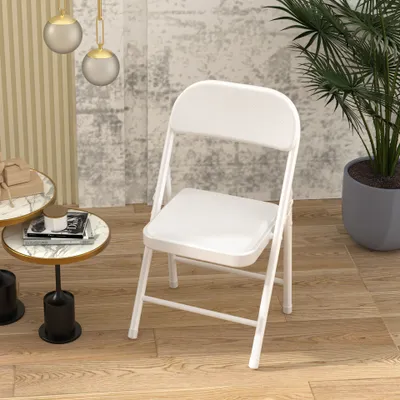 Image de Chaise pliante set de 1 fauteuils lounge avec rembourrage en similicuir Chaise visiteur cuisine chaises 45x45x78cm noir