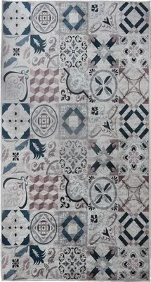 Image de Tapis de cuisine avec motif carreaux de ciment LYN11 A