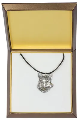 Produktbild von Cardigan Welsh Corgi - Hundehalsband in Geschenkbox, versilbertes Medaillon für Hundefans, markanter Anhänger der Marke Art-Dog