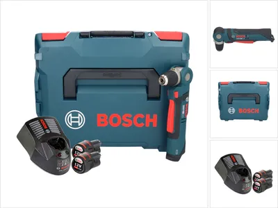 Zdjęcie produktu dla Bosch Professional GWB 12V-10 akumulatorowa wiertarko-wkrętarka kątowa 12 V 11 Nm + 2x akumulator 3,0 Ah + ładowarka + L-Boxx