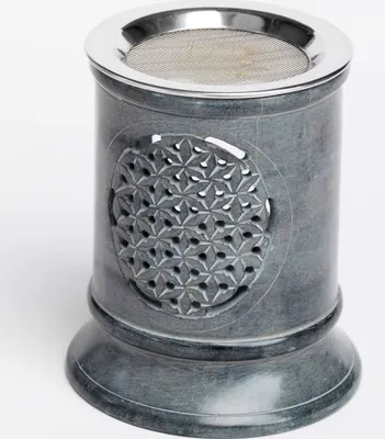 Produktbild von Räucherstövchen Speckstein mit Sieb Höhe ca. 10cm - Blume des Lebens