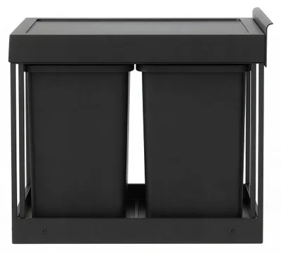 Image de Poubelle à deux compartiments avec système de tri des déchets amovible | Noir | 32,4 x 48,6 x 44 cm