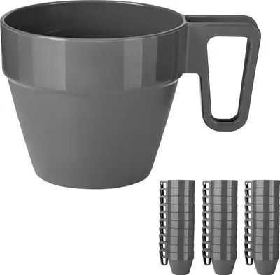 Image de Set de 30 tasses réutilisables - Tasses à café empilables avec anse en plastique, incassables et résistantes au lave-vaisselle, tasses de camping réutilisables