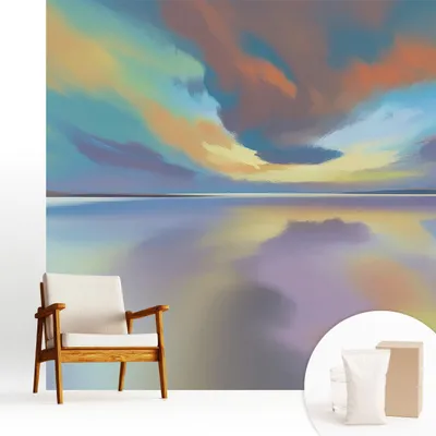 Obrázok produktu pre Samolepiaca fototapeta – 250 x 250 cm – tapeta – nástenná tapeta – nástenné obrazy – samolepiaca fólia – dekoratívna fólia – tapetová fólia – stena – dekorácia – obývacia izba – dúha – západ slnka