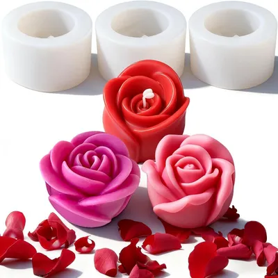Produktbild von Silikonform Rose Blumen 3 Stück für Kerzen, Seifen, Gips, Epoxidharz