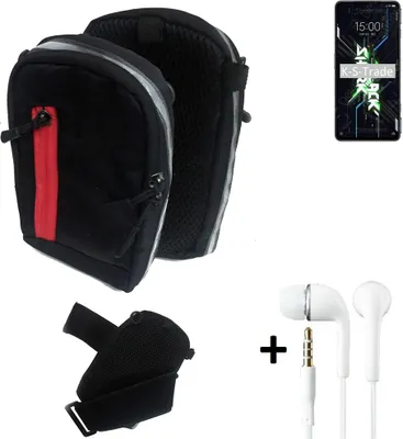 Produktbild von K-S-Trade Outdoor Gürteltasche Holster Umhängetasche + Kopfhörer kompatibel mit Xiaomi Black Shark 4S schwarz Handy Tasche Case travelbag