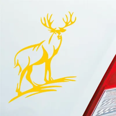 Produktbild von Auto Aufkleber Hirsch Geweih Jäger Wild Jagd 12x9 cm Gelb Sticker Heckscheibenaufkleber