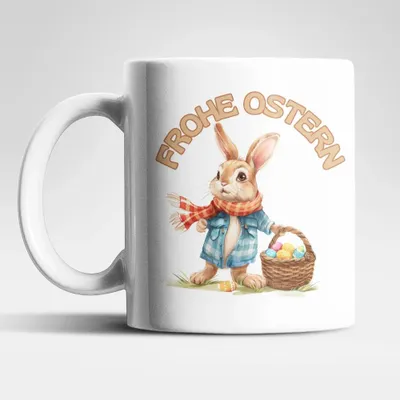 Produktbild von Ostern Hase Ostereier Kaffeetasse Teetasse Tasse Geschenkidee 325 ml – Hase-02