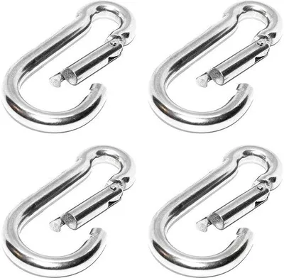 Zdjęcie produktu dla Karabińczyk z zatrzaskiem – stal nierdzewna – 4 sztuki – 5 x 50 mm