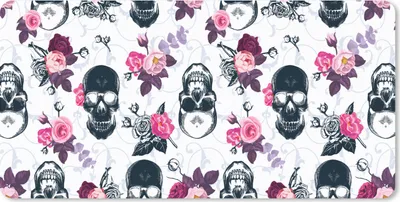 Produktbild von MuchoWow® Mauspad Mousepad Teens - Totenkopf - Rose - Muster 60x30 cm - Mousepads - Maus Mat - Pad - Mausunterlage - Nachhaltig