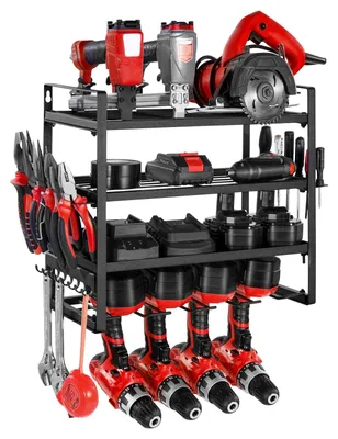 Werkzeug-Organizer Wandmontage, 4 Ebenen, 49x20x37 cm, schwarz